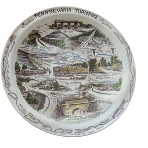 PENNSYLVANIA TURNPIKE PLATE Vintage souvenir plate by Vernon Kilns